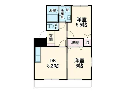 リバティヒルズ吉田Ⅳ(2DK/2階)の間取り写真