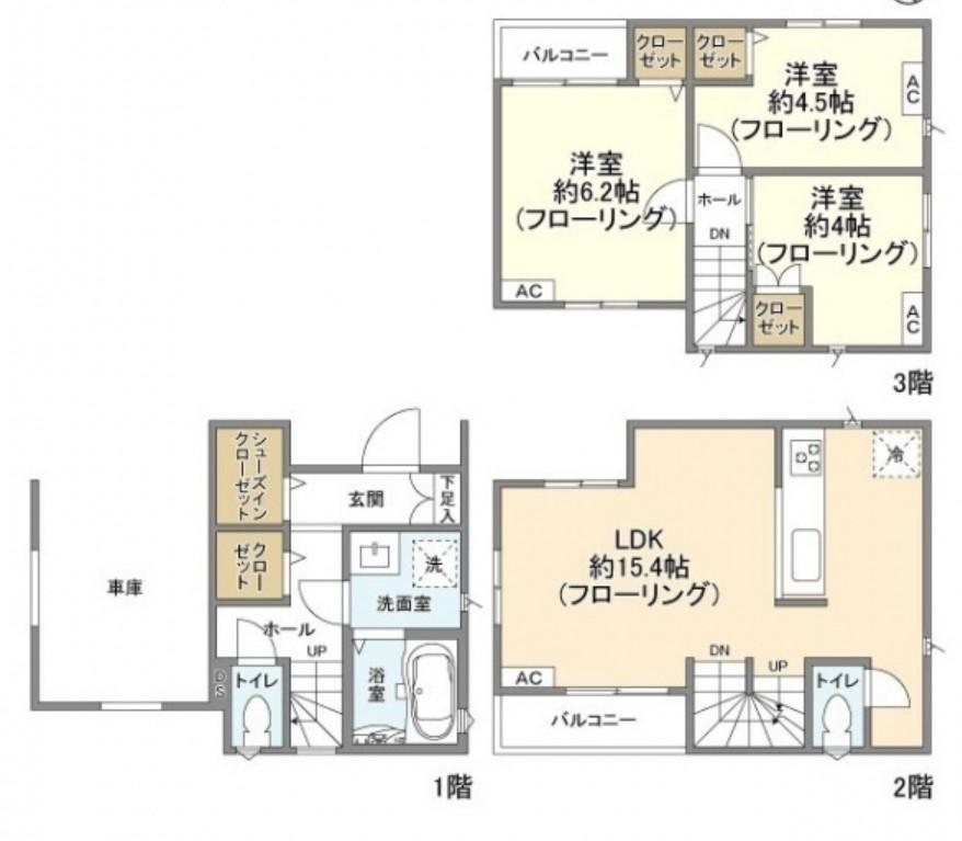 京浜東北・根岸線 西川口駅 徒歩18分 3階建 築3年(3LDK)の間取り写真