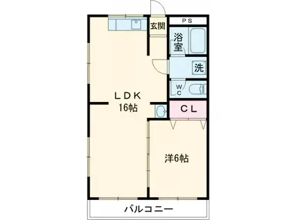 ウインドハイム横山(1LDK/2階)の間取り写真
