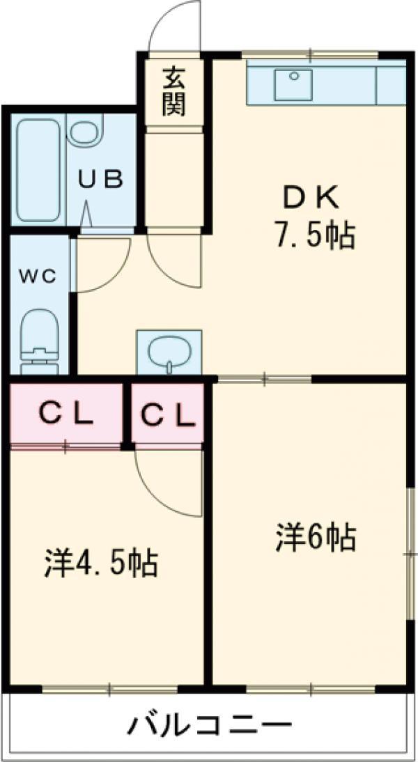 昭和コーポ前橋B棟(2DK/3階)の間取り写真