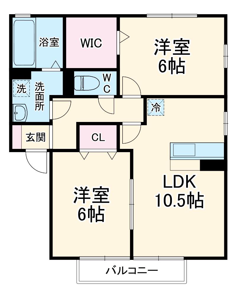 メルヴェイユⅤ(2LDK/2階)の間取り写真