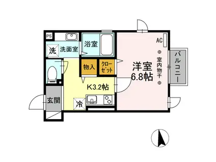 ラ・セーヌ(1K/2階)の間取り写真