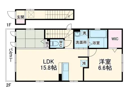 シャルムコート(1LDK/2階)の間取り写真