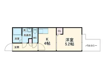 アーク天台(1K/1階)の間取り写真