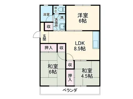 第一西形マンション(3LDK/3階)の間取り写真