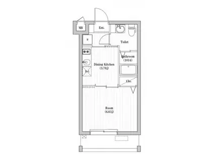 アーバンパーク六町(1K/3階)の間取り写真