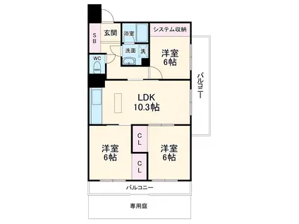 ロイヤルシャトー冨吉駅前(3LDK/1階)の間取り写真