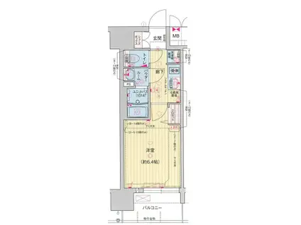 プレサンス塚本ミッドネクスト(1K/6階)の間取り写真