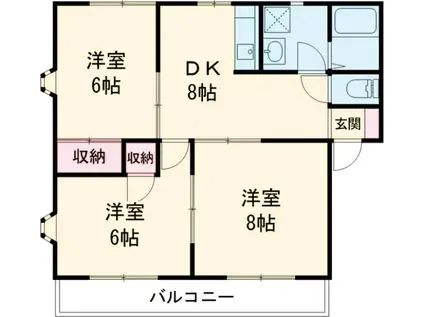 サンレジデンスC(3DK/2階)の間取り写真