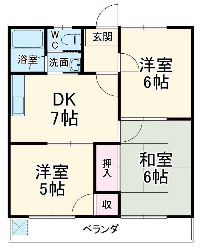 コーポ高柳(3DK/1階)の間取り写真