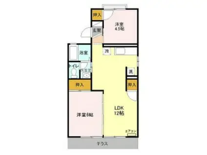 吉川タウンハウスⅡ(2LDK/1階)の間取り写真