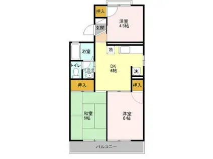 吉川タウンハウスⅡ(3DK/2階)の間取り写真