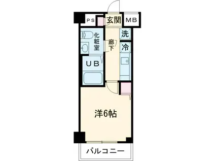 ジェノヴィアお花茶屋Ⅱスカイガーデン(1K/6階)の間取り写真