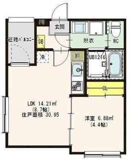 ハーモニーテラス荒江町Ⅲ(1LDK/1階)の間取り写真