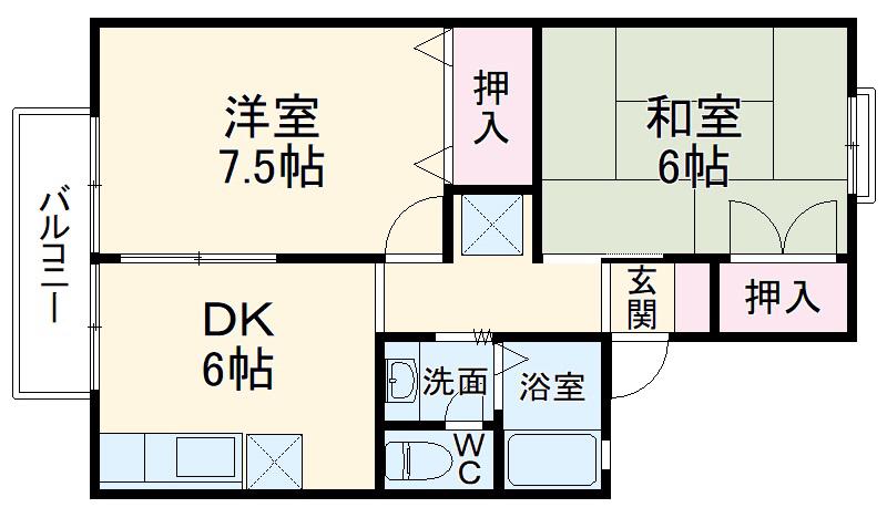 セジュール松月(2DK/2階)の間取り写真