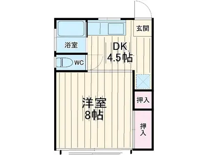 フジハイツ(1DK/2階)の間取り写真