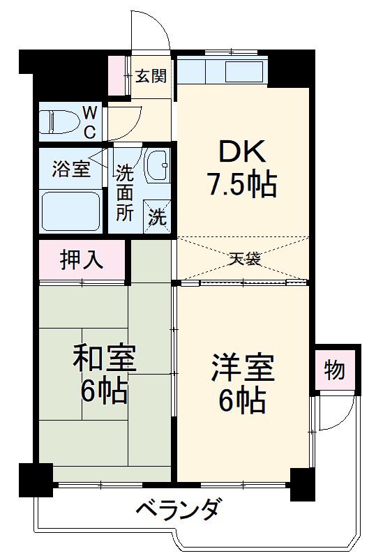 プレステージ(2DK/3階)の間取り写真