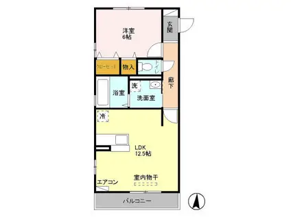 シャルマンドミールB(1LDK/3階)の間取り写真