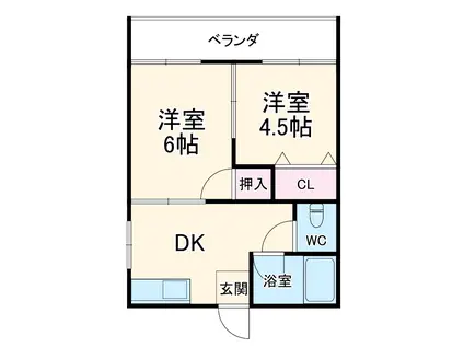 さくら荘(2DK/2階)の間取り写真