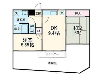 アプロアメニティ南浦和(2DK/1階)の間取り写真