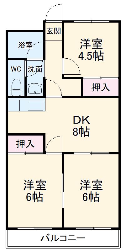 メゾン永田(3LDK/2階)の間取り写真