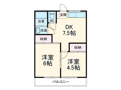 富士見コーポ(2DK/2階)の間取り写真