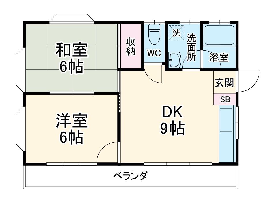 むさしのヴィレッジⅡ(2DK/2階)の間取り写真