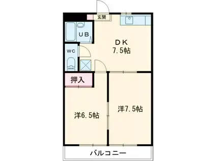 メイツけいほう(2DK/1階)の間取り写真