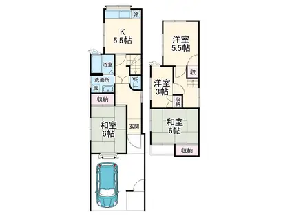 京成電鉄松戸線 常盤平駅 徒歩21分 2階建 築41年(4DK)の間取り写真