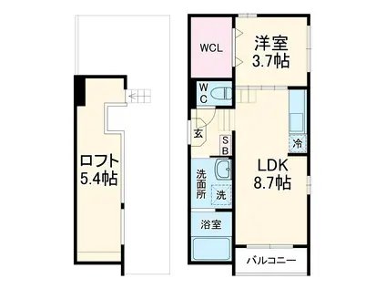 アンジュール(1LDK/1階)の間取り写真