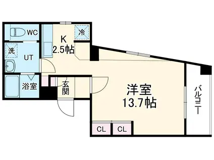 H.A.Y(1K/5階)の間取り写真