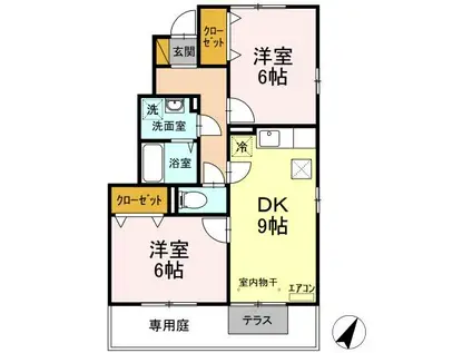 トップⅤ(2DK/1階)の間取り写真