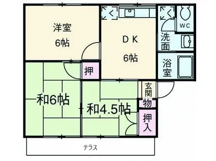 ライムハイツ(3DK/1階)の間取り写真