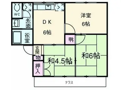 ライムハイツ(3DK/1階)の間取り写真