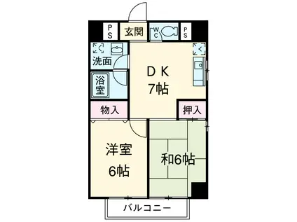 グランド・オーク(2DK/4階)の間取り写真