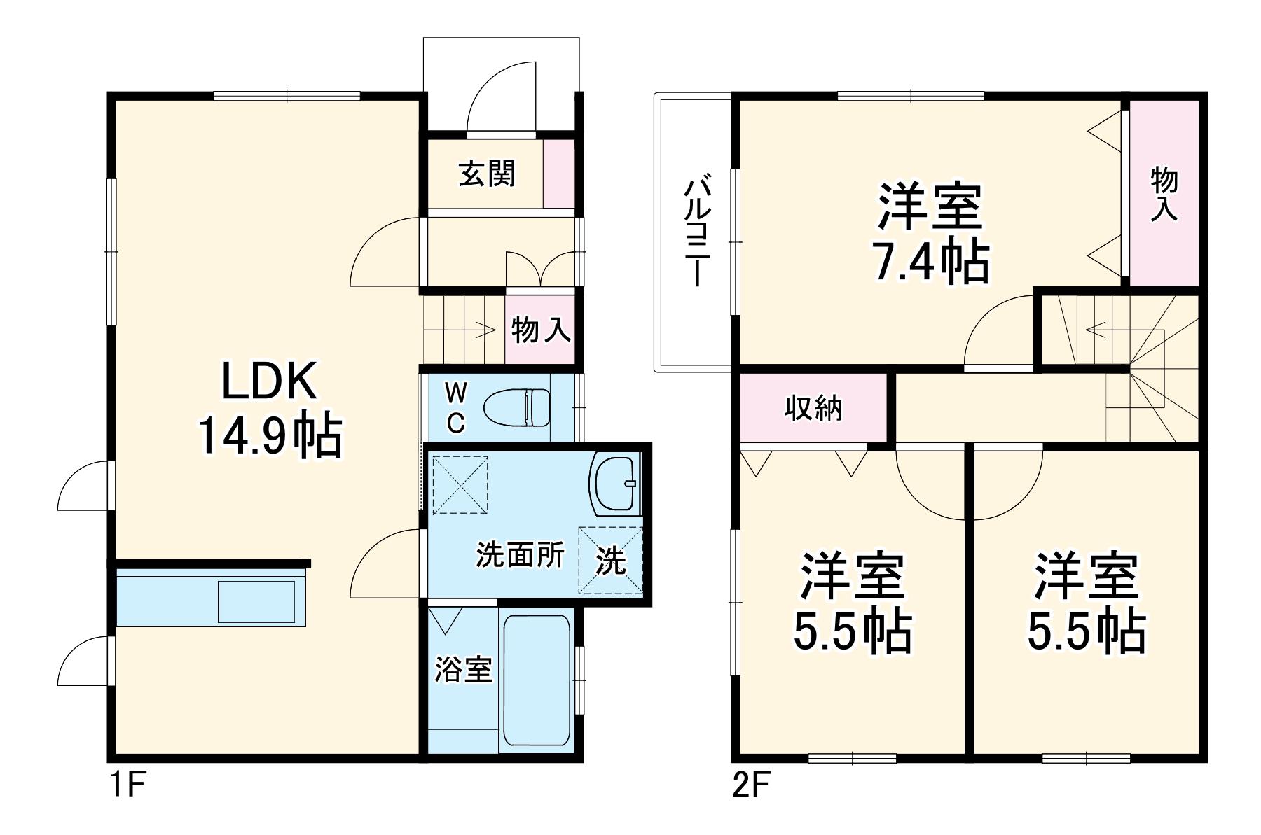グランソフィア備後東７丁目D棟(3LDK)の間取り写真