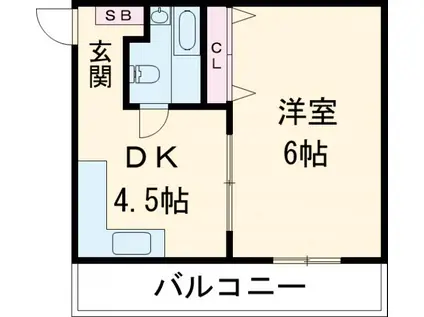 学芸大ニュースカイマンション(1DK/7階)の間取り写真