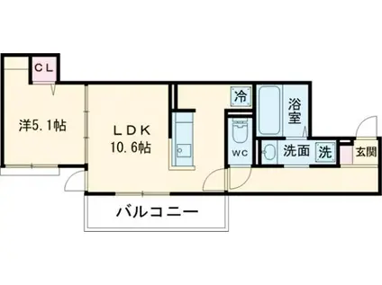 D-ROOM桂川(1LDK/3階)の間取り写真