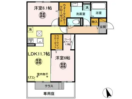 サクシード高浜A(2LDK/1階)の間取り写真