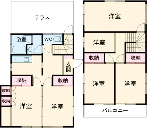 常磐線 龍ケ崎市駅 徒歩9分 2階建 築48年(5LDK)の間取り写真