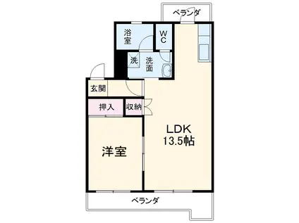 KAMENOI HOUSE(1LDK/1階)の間取り写真