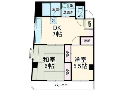 ノブトKC(2DK/2階)の間取り写真