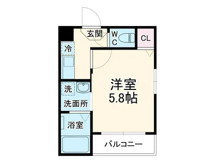 HX SHINKEMIGAWA(1K/1階)の間取り写真