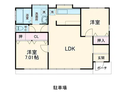 遠州鉄道 新浜松駅 徒歩31分 1階建 築16年(2LDK)の間取り写真
