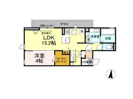 ヴィラ胡蝶(1LDK/1階)の間取り写真