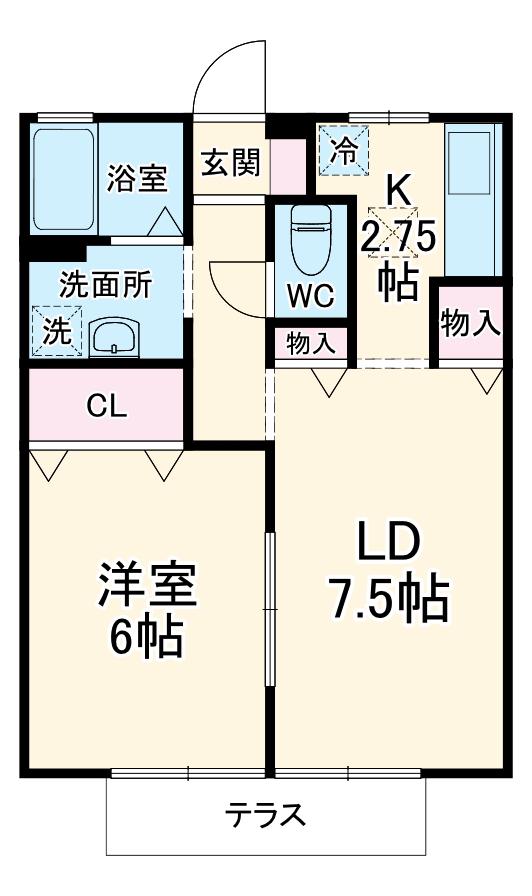 クレセント落合(1LDK/1階)の間取り写真