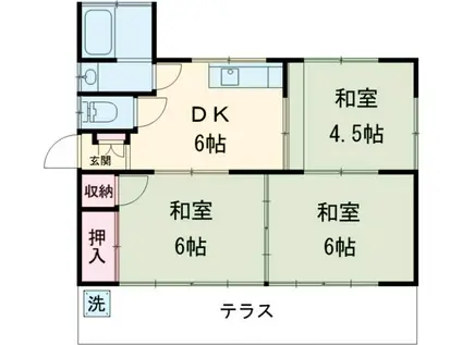 上越線 渋川駅 徒歩35分 1階建 築39年(3DK)の間取り写真