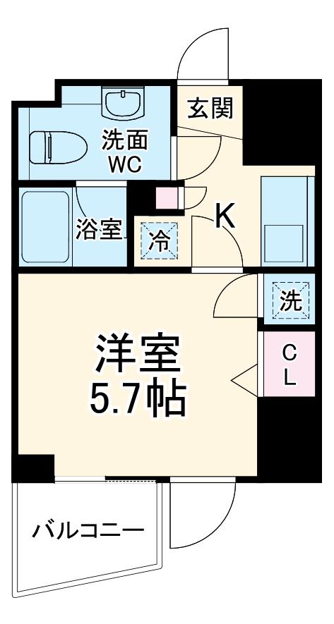 ライブコート草加(1K/8階)の間取り写真