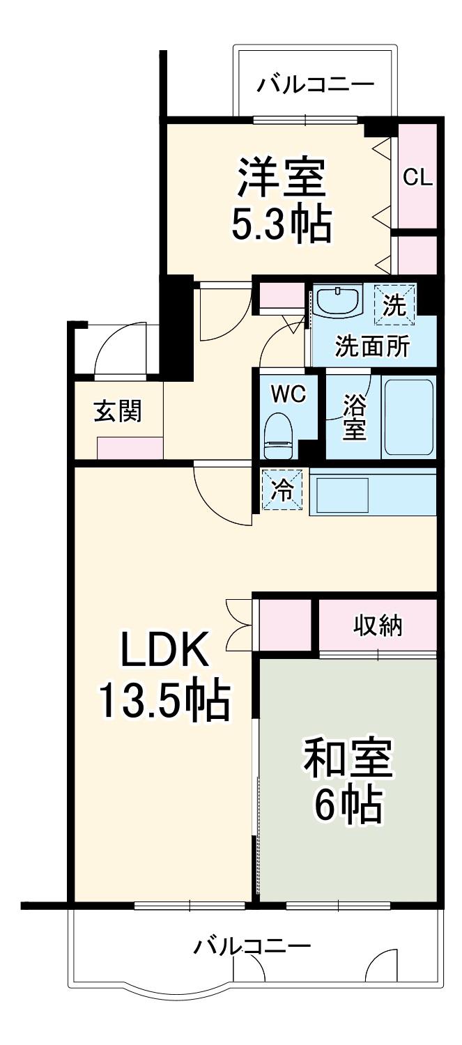 フィール野川A(2LDK/3階)の間取り写真
