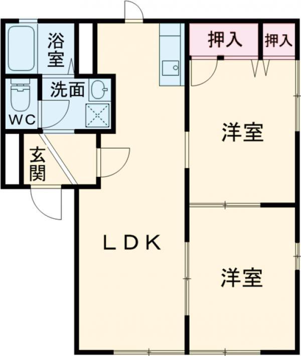 カーサ・セルバンテス(2LDK/2階)の間取り写真